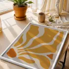Günışığı Akıcı Desenler Beyaz Ahşap Çerçeveli Tablo Ev Aksesuarları Modern Sanat İç Mekan