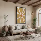 Hardal Sarısı Soyut Akış Siyah Ahşap Çerçeveli Tablo Dekoru Poster Obje Ev Aksesuarları