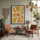 Hardal Sarısı Soyut Akış Siyah Ahşap Çerçeveli Tablo Dekoru Poster Obje Ev Aksesuarları