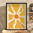 Hardal Sarısı Soyut Akış Siyah Ahşap Çerçeveli Tablo Dekoru Poster Obje Ev Aksesuarları