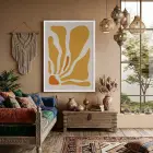 Hardal Sarısı Akışkan Formlar Beyaz Ahşap Çerçeveli Tablo Dekoru Poster Obje Ev Aksesuarları