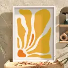 Hardal Sarısı Akışkan Formlar Beyaz Ahşap Çerçeveli Tablo Dekoru Poster Obje Ev Aksesuarları