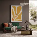 Hardal Sarısı Akışkan Formlar Siyah Ahşap Çerçeveli Tablo Dekoru Poster Obje Ev Aksesuarları