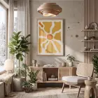 Organik Turuncu Desen Doğal Ahşap Çerçeveli Tablo Dekorasyonu Poster Obje Ev Aksesuarları Modern