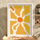 Organik Turuncu Desen Beyaz Ahşap Çerçeveli Tablo Poster Dekoratif Obje Ev Aksesuarları Modern