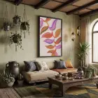 Dinamik Renkli Yaprak Soyutlama Siyah Ahşap Çerçeveli Tablo Dekorasyonu Poster Obje Ev Aksesuarları