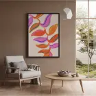 Dinamik Renkli Yaprak Soyutlama Siyah Ahşap Çerçeveli Tablo Dekorasyonu Poster Obje Ev Aksesuarları