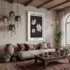 Çiçek Pazarı Papatya Beyaz Ahşap Çerçeveli Tablo Bohem Salon Oturma Odası Duvar Dekoru
