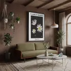 Çiçek Pazarı Papatya Siyah Ahşap Çerçeveli Tablo Bohem Aksesuarları Modern Sanat İç Mekan