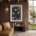 Papatya Botanik Poster Doğal Ahşap Çerçeveli Tablo Bohem Odası Duvar Dekoru Obje Ev
