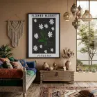 Papatya Botanik Poster Siyah Ahşap Çerçeveli Tablo Bohem Dekorasyonu Obje Ev Aksesuarları Modern