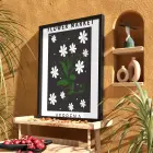 Papatya Botanik Poster Siyah Ahşap Çerçeveli Tablo Bohem Dekorasyonu Obje Ev Aksesuarları Modern