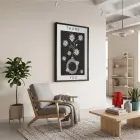 Minimalist Papatya Vazosu Siyah Ahşap Çerçeveli Tablo Kanvas Görünümlü Salon Oturma Odası Duvar