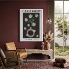 Çiçek Pazarı Papatya Afişi Beyaz Ahşap Çerçeveli Tablo Bohem Poster Dekoratif Obje Ev
