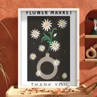 Çiçek Pazarı Papatya Afişi Beyaz Ahşap Çerçeveli Tablo Bohem Poster Dekoratif Obje Ev