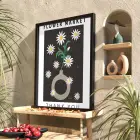 Çiçek Pazarı Papatya Afişi Siyah Ahşap Çerçeveli Tablo Bohem Dekorasyonu Poster Obje Ev