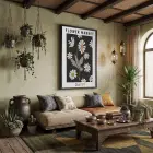 Minimalist Siyah Papatya Market Ahşap Çerçeveli Tablo Dekoru Poster Obje Ev Aksesuarları Modern
