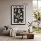Minimalist Siyah Papatya Market Ahşap Çerçeveli Tablo Dekoru Poster Obje Ev Aksesuarları Modern