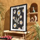 Minimalist Siyah Papatya Market Ahşap Çerçeveli Tablo Dekoru Poster Obje Ev Aksesuarları Modern