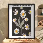 Minimalist Siyah Papatya Market Ahşap Çerçeveli Tablo Dekoru Poster Obje Ev Aksesuarları Modern