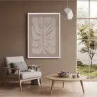 Bej Tonları Yaprak Sanatı Beyaz Ahşap Çerçeveli Tablo Salon Oturma Odası Duvar Dekoru