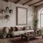 Bej Tonları Yaprak Sanatı Siyah Ahşap Çerçeveli Tablo Odası Duvar Dekoru Poster Obje