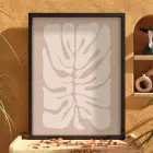 Bej Tonları Yaprak Sanatı Siyah Ahşap Çerçeveli Tablo Odası Duvar Dekoru Poster Obje