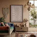 Bej Organik Yaprak Soyut Siyah Ahşap Çerçeveli Tablo Poster Dekoratif Obje Ev Aksesuarları