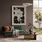 Minimalist Siyah Çiçek Doğal Ahşap Çerçeveli Tablo Bohem Ev Aksesuarları Modern Sanat İç