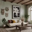 Minimalist Siyah Çiçek Ahşap Çerçeveli Tablo Bohem Koridor Ofis Kanvas Görünümlü Salon Oturma