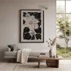 Minimalist Siyah Çiçek Ahşap Çerçeveli Tablo Bohem Koridor Ofis Kanvas Görünümlü Salon Oturma