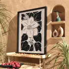 Minimalist Siyah Çiçek Ahşap Çerçeveli Tablo Bohem Koridor Ofis Kanvas Görünümlü Salon Oturma