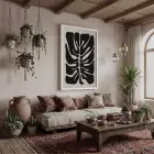 Soyut Monstera Sanatı Beyaz Ahşap Çerçeveli Tablo Poster Dekoratif Obje Ev Aksesuarları Modern