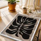 Soyut Monstera Sanatı Beyaz Ahşap Çerçeveli Tablo Poster Dekoratif Obje Ev Aksesuarları Modern