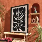 Soyut Monstera Sanatı Siyah Ahşap Çerçeveli Tablo Sanat İç Mekan Yatak Koridor Ofis
