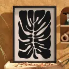 Soyut Monstera Sanatı Siyah Ahşap Çerçeveli Tablo Sanat İç Mekan Yatak Koridor Ofis