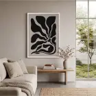 Soyut Yaprak Dalgaları Beyaz Ahşap Çerçeveli Tablo Modern Sanat İç Mekan Yatak Koridor