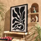 Soyut Yaprak Dalgaları Siyah Ahşap Çerçeveli Tablo Duvar Dekoru Poster Obje Ev Aksesuarları