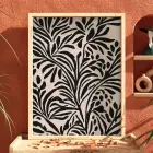 Organik Siyah Yaprak Soyut Tablo Doğal Ahşap Çerçeveli Dekoru Poster Obje Ev Aksesuarları