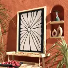Minimalist Bej Güneş Çiçeği Doğal Ahşap Çerçeveli Tablo Dekoratif Obje Ev Aksesuarları Modern