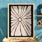 Minimalist Bej Güneş Çiçeği Doğal Ahşap Çerçeveli Tablo Dekoratif Obje Ev Aksesuarları Modern