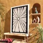 Minimalist Bej Güneş Çiçeği Beyaz Ahşap Çerçeveli Tablo Aksesuarları Modern Sanat İç Mekan
