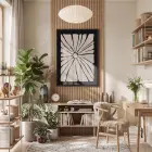 Minimalist Bej Güneş Çiçeği Siyah Ahşap Çerçeveli Tablo Dekoru Poster Obje Ev Aksesuarları