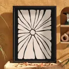 Minimalist Bej Güneş Çiçeği Siyah Ahşap Çerçeveli Tablo Dekoru Poster Obje Ev Aksesuarları