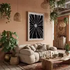 Soyut Siyah Petal Doğal Ahşap Çerçeveli Tablo Obje Ev Aksesuarları Modern Sanat İç