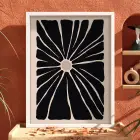 Soyut Siyah Petal Beyaz Ahşap Çerçeveli Tablo Dekorasyonu Poster Obje Ev Aksesuarları Modern