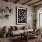 Organik Siyah Dalgalar Ahşap Çerçeveli Tablo Dekoratif Obje Ev Aksesuarları Modern Sanat İç