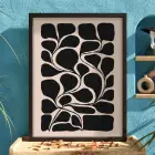 Organik Siyah Dalgalar Ahşap Çerçeveli Tablo Dekoratif Obje Ev Aksesuarları Modern Sanat İç