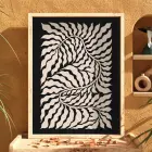 Organik Soyut Bitki Formu Doğal Ahşap Çerçeveli Tablo Ev Aksesuarları Modern Sanat İç