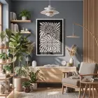 Organik Soyut Bitki Formu Beyaz Ahşap Çerçeveli Tablo Odası Duvar Dekoru Poster Obje